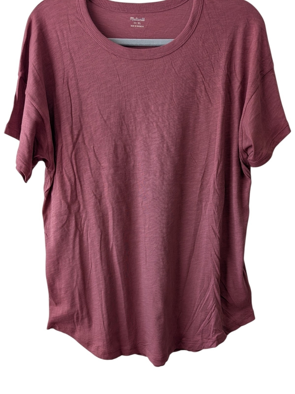 MADEWELL WOMEN'S BURGUNDY RELAXED CREWNECK TEE SIZE XL - Picture 5 of 7